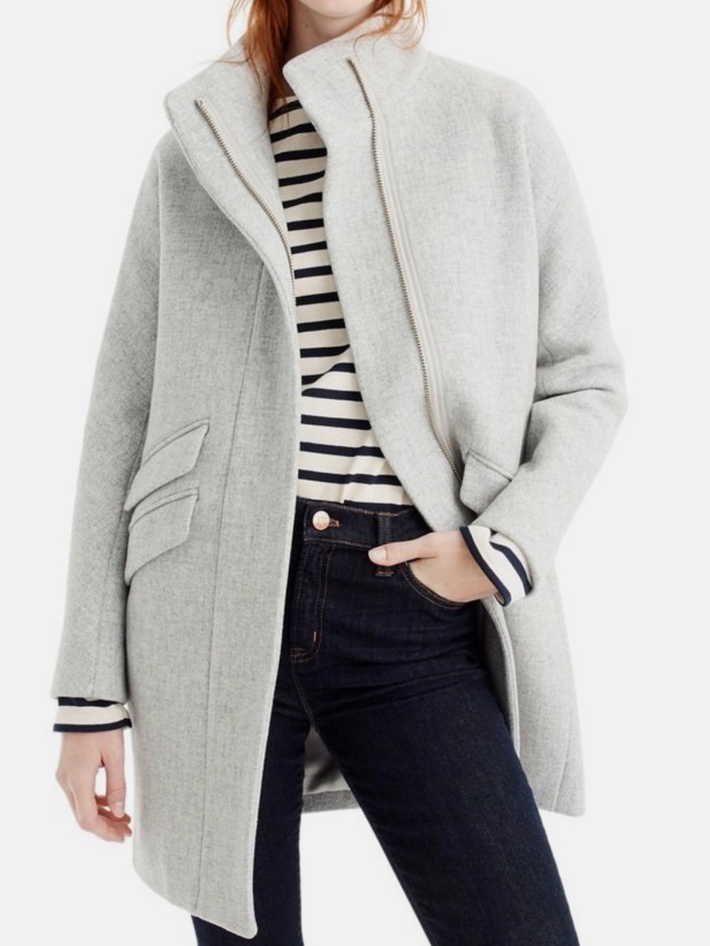 J. Crew Cocoon Coat Stadium Cloth Nello Gori Wool Gray Size 2